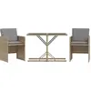 Image de vidaXL Ensemble Bistro 3 pièces avec coussins Mélange beige Poly rotin
