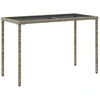 Image de vidaXL Table de jardin avec plateau en verre gris clair 115x54x74 cm Poly rotin