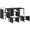 Image de vidaXL Ensemble de jardin 5 pièces avec coussins Noir Poly Rattan