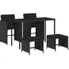 Image de vidaXL Ensemble de jardin 5 pièces avec coussins Noir Poly Rattan