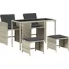 Image de vidaXL Salon de jardin 5 pièces avec coussins gris clair Poly rotin