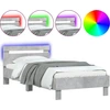 Image de Cadre de lit avec tête de lit et lampes LED gris béton 100x200 cm