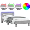 Image de vidaXL Cadre de lit avec tête de lit et lampes LED Gris Sonoma 100x200cm