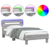 Image de vidaXL Cadre de lit avec tête de lit et lampes LED Gris Sonoma 90x200 cm