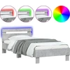 Image de vidaXL Cadre de lit avec tête de lit et lampes LED gris béton 90x190 cm