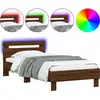 Image de vidaXL Cadre de lit avec tête de lit et lampes LED Chêne brun 75x190 cm