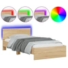 Image de vidaXL Cadre de lit avec tête de lit & lampes LED Chêne Sonoma 100x200 cm