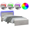 Image de vidaXL Cadre de lit avec tête de lit et lampes LED Gris Sonoma 100x200cm