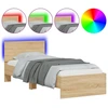 Image de vidaXL Cadre de lit avec tête de lit et lampes LED Chêne Sonoma 90x200cm