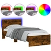Image de vidaXL Cadre de lit avec tête de lit et lampes LED Chêne fumé 90x200cm