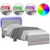 Image de vidaXL Cadre de lit avec tête de lit et lampes LED Gris Sonoma 90x200 cm