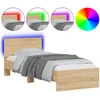 Image de vidaXL Cadre de lit avec tête de lit et lampes LED Chêne Sonoma 90x190cm