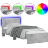Image de vidaXL Cadre de lit avec tête de lit et lampes LED gris béton 90x190 cm