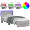 Image de vidaXL Cadre de lit avec tête de lit et lampes LED Gris Sonoma 90x190 cm