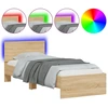 Image de vidaXL Cadre de lit avec tête de lit et lampes LED Chêne Sonoma 75x190cm
