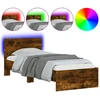 Image de vidaXL Cadre de lit avec tête de lit et lampes LED Chêne fumé 75x190cm
