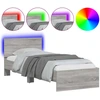 Image de vidaXL Cadre de lit avec tête de lit et lampes LED Gris Sonoma 75x190 cm