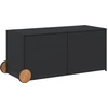 Image de vidaXL Coffre de jardin à roulettes Noir 283L Poly rotin