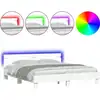 Image de vidaXL Cadre de lit avec tête de lit et éclairage LED blanc 200x200 cm