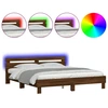 Image de vidaXL Cadre de lit avec tête de lit et éclairage LED aspect chêne brun