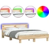 Image de vidaXL Cadre de lit avec tête de lit éclairage LED chêne Sonoma 150x200cm
