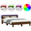 Image de vidaXL Cadre de lit avec tête de lit éclairage LED brun aspect chêne