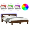 Image de vidaXL Cadre de lit avec tête de lit éclairage LED brun aspect chêne