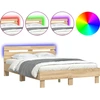 Image de vidaXL Cadre de lit avec tête de lit éclairage LED chêne Sonoma 120x200cm