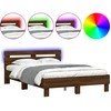Image de vidaXL Cadre de lit avec tête de lit éclairage LED brun aspect chêne