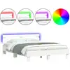 Image de vidaXL Cadre de lit avec tête de lit éclairage LED blanc 140x190 cm