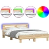 Image de vidaXL Cadre de lit avec tête de lit éclairage LED Chêne Sonoma 140x190cm