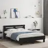 Image de vidaXL Cadre de lit avec tête de lit éclairage LED noir 135x190 cm