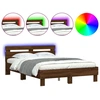 Image de vidaXL Cadre de lit avec tête de lit éclairage LED brun aspect chêne