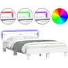 Image de vidaXL Cadre de lit avec tête de lit éclairage LED blanc 120x190 cm