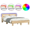 Image de vidaXL Cadre de lit avec tête de lit éclairage LED Chêne Sonoma 120x190cm