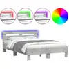 Image de vidaXL Cadre de lit avec tête de lit éclairage LED gris béton 120x190 cm