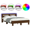 Image de vidaXL Cadre de lit avec tête de lit éclairage LED brun aspect chêne