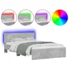 Image de vidaXL Cadre de lit avec tête de lit éclairage LED gris béton 140x190 cm