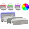 Image de vidaXL Cadre de lit avec tête de lit éclairage LED gris Sonoma 140x190 cm