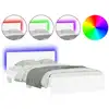 Image de vidaXL Cadre de lit avec tête de lit éclairage LED blanc 135x190 cm