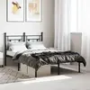 Image de vidaXL Cadre de lit avec tête de lit en métal noir 120x190 cm