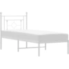 Image de vidaXL Cadre de lit avec tête de lit en métal blanc 80x200 cm