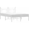 Image de vidaXL Cadre de lit avec tête de lit en métal blanc 135x190 cm