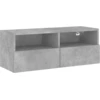 Image de vidaXL Armoire TV murale gris béton 80x30x30 cm Bois composite