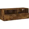 Image de vidaXL Armoire TV murale chêne fumé 80x30x30 cm Bois composite