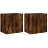 Image de vidaXL Armoires murales TV 2 pcs. Chêne fumé 40,5x30x40 cm Matériau dérivé du bois