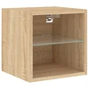 Image de vidaXL Armoire TV murale avec lampes LED Chêne Sonoma 30x28,5x30 cm