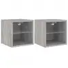 Image de vidaXL Armoires TV murales avec lampes LED 2 pcs. Gris Sonoma