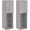 Image de vidaXL Armoires TV avec lampes LED 2 pcs. Gris Sonoma 30,5x30x102 cm