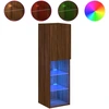 Image de vidaXL Armoire TV avec lampes LED brun imitation chêne 30,5x30x102 cm